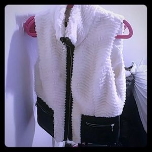 Faux leather and Lamb skin vest